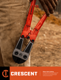 Crescent Heavy-Duty Cutting brochure cover with an image of a man holding a 24" bolt cutter