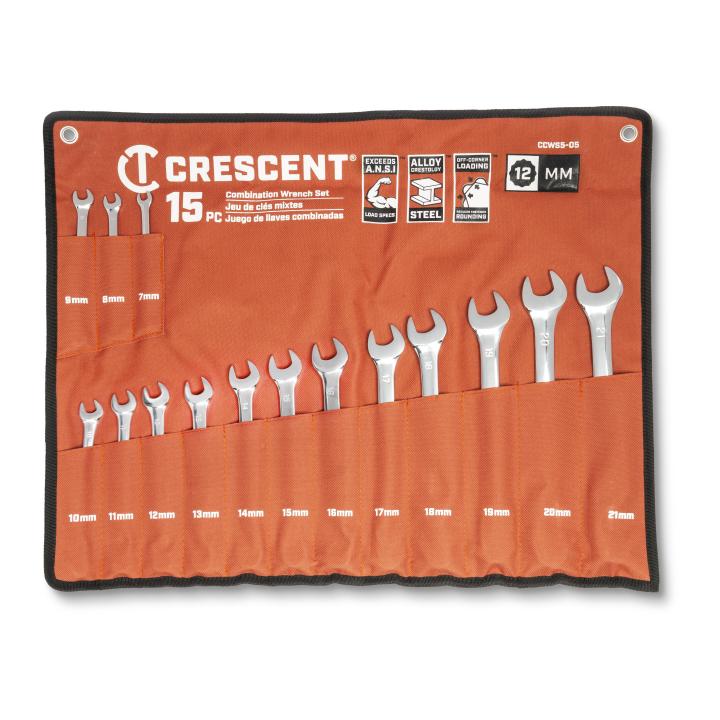Image of 15 Pc. 12 Point Metric Combination Wrench Set - Crescent