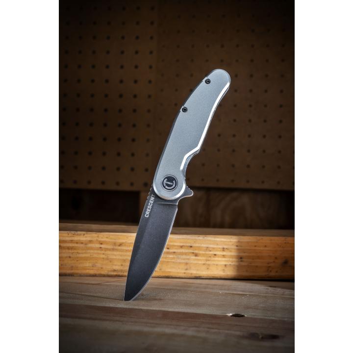 Image of Drop Point Aluminum Handle Pocket Knife - Crescent