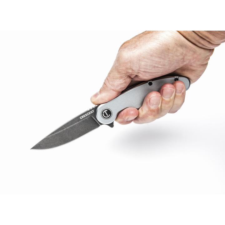 Image of Drop Point Aluminum Handle Pocket Knife - Crescent