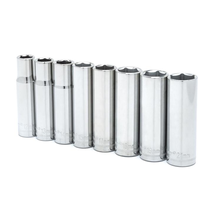 Image of 8 Pc. 1/2" Drive 6 Point Metric Deep Length Socket Set - Crescent