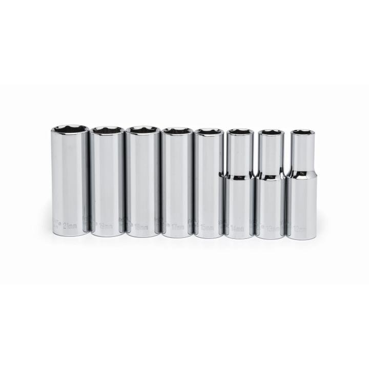 Image of 8 Pc. 1/2" Drive 6 Point Deep Metric Socket Set - Crescent