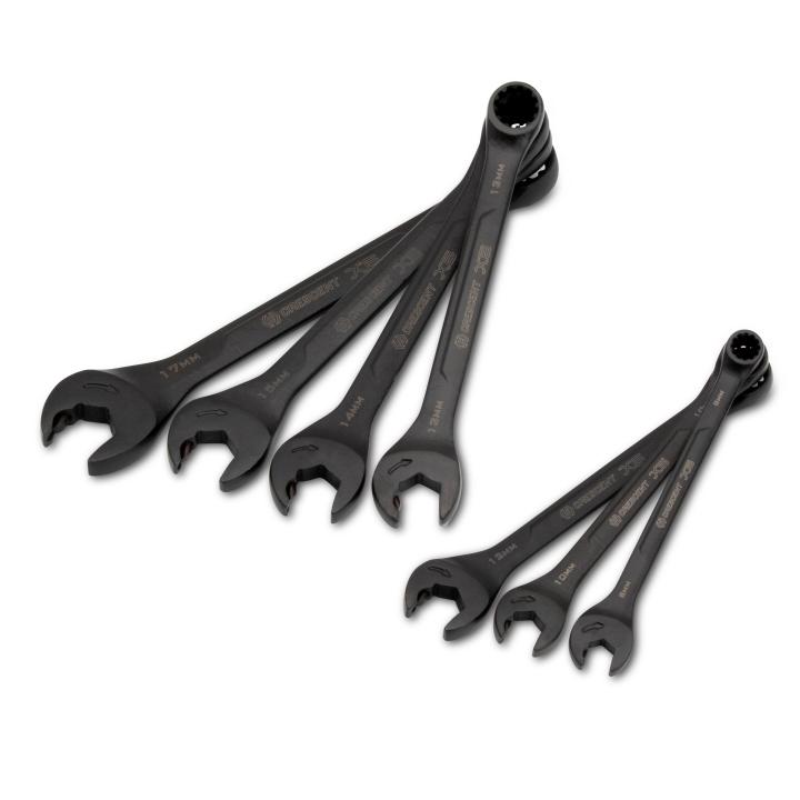 7 Piece X6™ Black Oxide Spline Open End Metric Wrench Set
