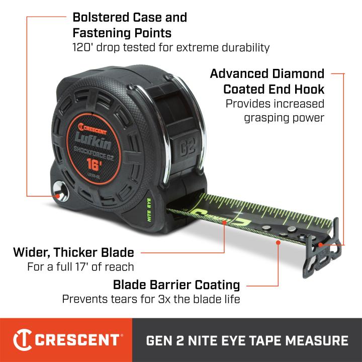 Crescent Lufkin Shockforce G1 16-ft Tape Measure in the Tape