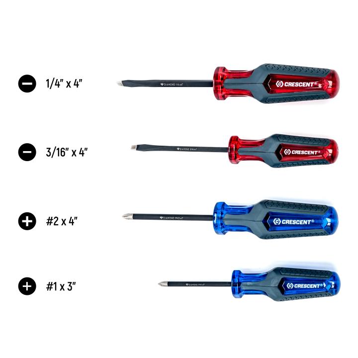 Diamond tip deals screwdriver set