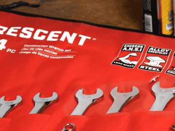 Crescent wrench set in tool roll